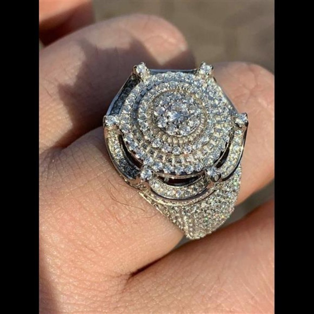 Men's Large Solid 925 Silver 5ct King Crown Simulated Diamond Pinky RING HIP-HOP
